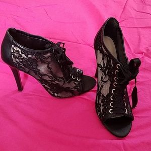 Brand new, Black Lace Heeled Booties